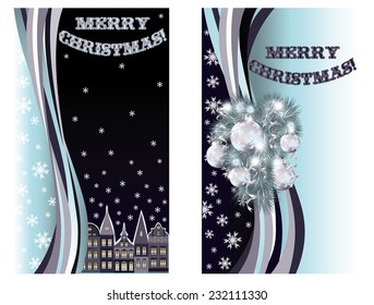 Merry Christmas congratulation banners, vector illustration