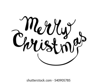 Merry Christmas congratulation inscription. Hand writing