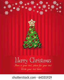 Merry Christmas congratulation vector, Red background