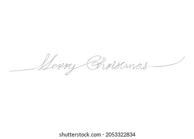 Merry Christmas continuous line drawing style Vector illustration isolated on white background