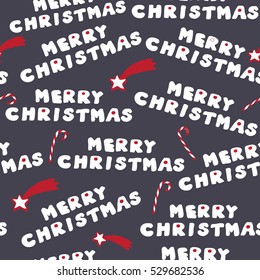 Merry christmas cookies. Seamless pattern. Vector illustration with stars and christmas candies