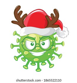 Merry christmas corona virus 2019-nCoV emoticon. Corona Virus in Wuhan, China, Global Spread, and Concept Stopping Corona Virus. Flu and lung disease spreading of world.