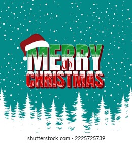 Merry christmas with country flag Iran
