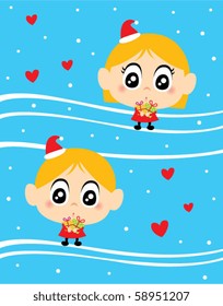merry christmas couple doodle