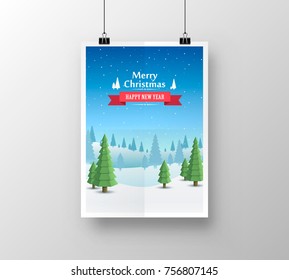 Merry christmas cover art, Happy new year background, Vector illustration