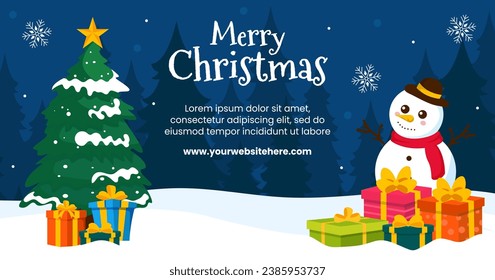 Merry Christmas Cover Illustration Flat Cartoon Hand Drawn Templates Background