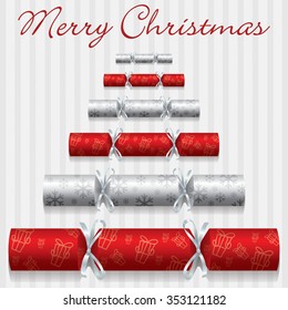 Merry Christmas cracker card in vector format.