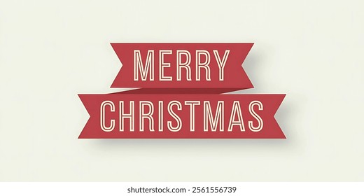 MERRY CHRISTMAS creative banner, minimalistic flat vector illustration, plain background