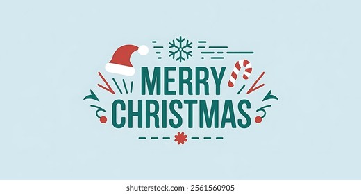 MERRY CHRISTMAS creative banner, minimalistic flat vector illustration, plain background