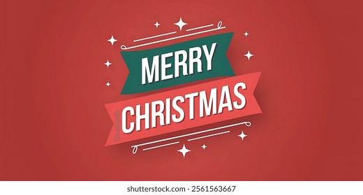 MERRY CHRISTMAS creative banner, minimalistic flat vector illustration, plain background