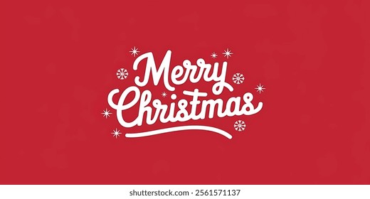 MERRY CHRISTMAS creative banner, minimalistic flat vector illustration, plain background