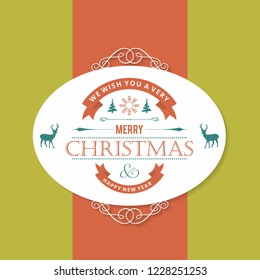 Merry Christmas creative design with green background vector