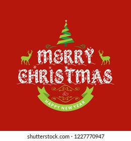 Merry Christmas creative design with red background vector