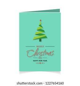 Merry Christmas creative design with christmas tree design vector