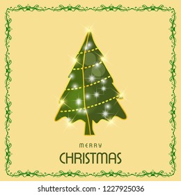 Merry Christmas creative design with christmas tree design vector