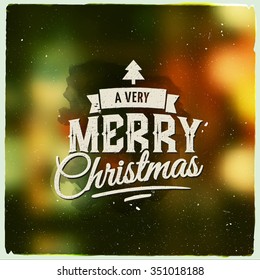 Merry Christmas. Creative graphic message for winter design.Vector blurred background