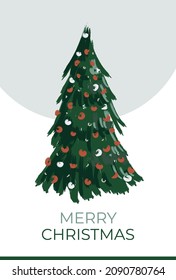 Feliz Navidad Creativo árbol. Efecto de trazo de pincel de árbol de Navidad.Tarjetas de vacaciones felices con árbol de Año Nuevo