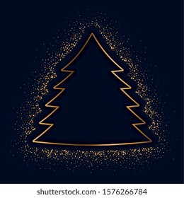 merry christmas creative tree made with golden sparkles