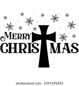 merry christmas cross black graphic design quote phrase and cut file