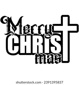 merry christmas cross black graphic design quote phrase and cut file
