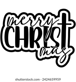 merry christmas cross black vector graphic design and cut file