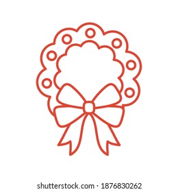 merry christmas crown with bowtie design, winter season and decoration theme Vector illustration