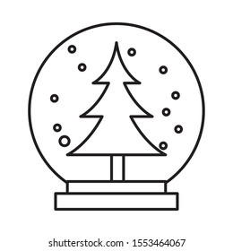 merry christmas crystal ball with pine tree vector illustration design