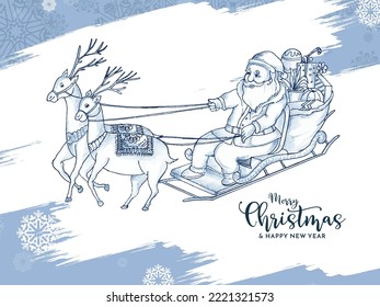 Merry Christmas cultural festival decorative background with santa claus vector