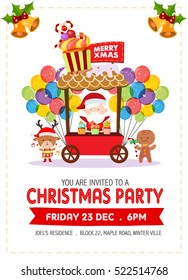 merry christmas cupcake booth party with santa clause and animal friends