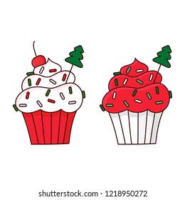 Merry Christmas cupcake. It can be used for card, sticker, patch, phone case, poster, t-shirt, mug etc.