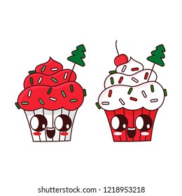 Merry Christmas cupcake. It can be used for card, sticker, patch, phone case, poster, t-shirt, mug etc.