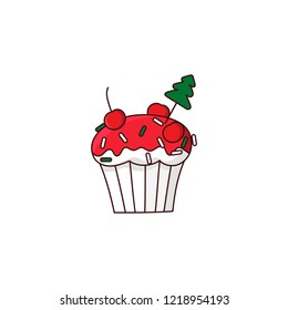 Merry Christmas cupcake. It can be used for card, sticker, patch, phone case, poster, t-shirt, mug etc.
