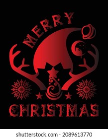 Merry Christmas custom design with typography, Christmas elements, cap, vector Illustration, Swatches color.