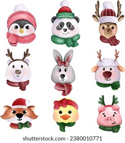 Merry Christmas with cute animals