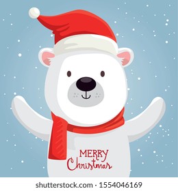 merry christmas cute bear character vector illustration design