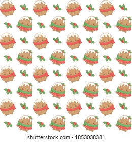 Merry Christmas cute cartoon drawing pattern background for gifts wrap