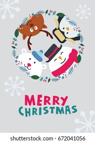 merry christmas with cute character