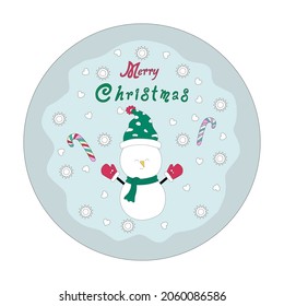 merry christmas with cute characters in circle shape Can be adapted to various applications such as cards, stickers, t-shirts, backgrounds, logos, pillow patterns, covers, mugs, gift, banners and more