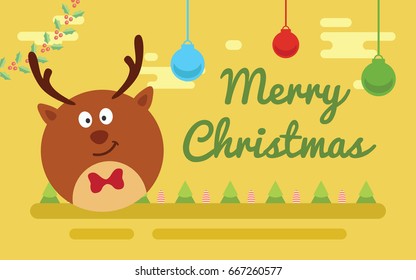 merry christmas. cute deer character vector