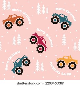 Merry Christmas Cute Farm Truck Vector Design Illustration. EPS File Format. 