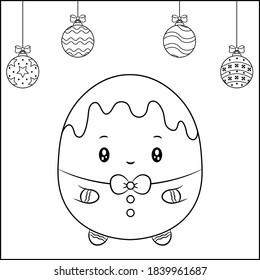 Merry Christmas cute ginger cookie drawing sketch with ornaments
