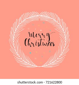 Merry Christmas cute greeting card for  presents. Scandinavian style of posters for invitation, children room, nursery decor, interior design.