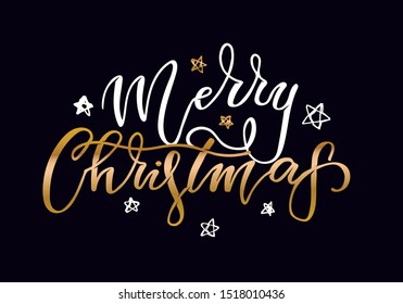 Merry Christmas - cute hand drawn lettering card banner poster art. Happy New Year  - Season Greetings