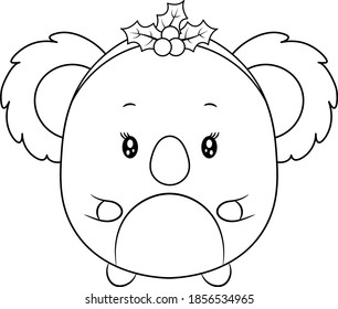 Merry Christmas cute koala drawing sketch for coloring