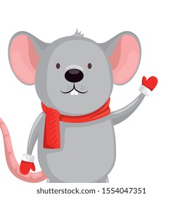 merry christmas cute mouse character vector illustration design