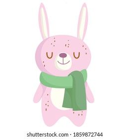 Feliz navidad, conejo lindo con esa celebración icono aislamiento ilustración vectorial