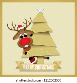 Merry Christmas with cute reindeer.