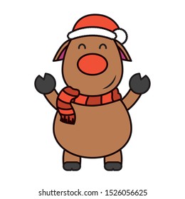 merry christmas cute reindeer character vector illustration design