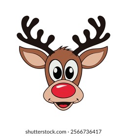 Merry Christmas Cute Reindeer Clipart Vector