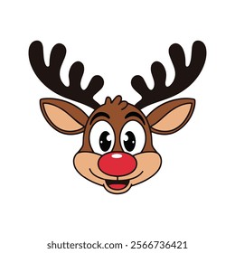 Merry Christmas Cute Reindeer Clipart Vector